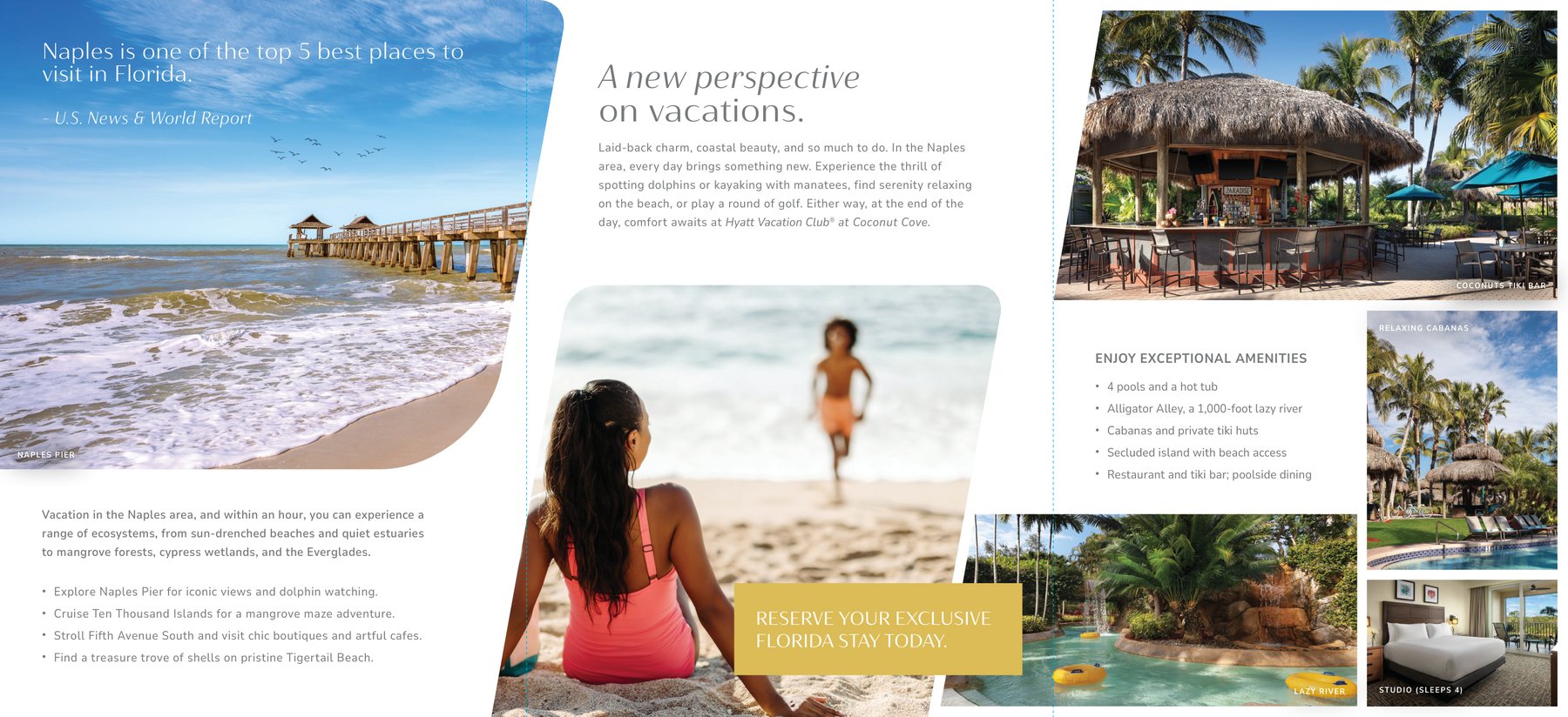 Hyatt Vacation Club Naples direct-mail brochure spread.
