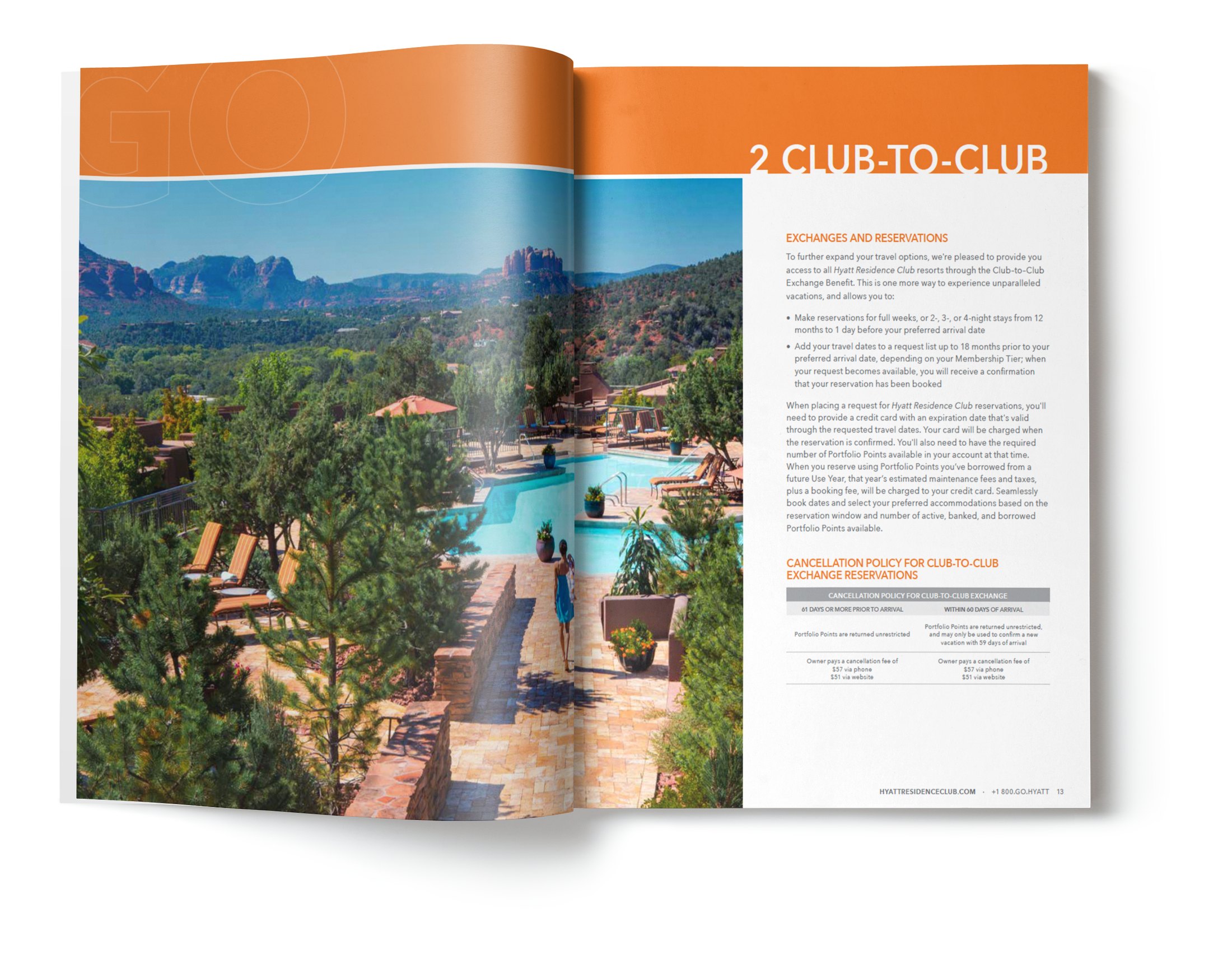Hyatt Vacation Club flip book spread shown as a printed piece.