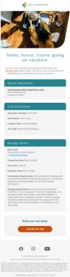 Open-dated booking confirmation email layout.