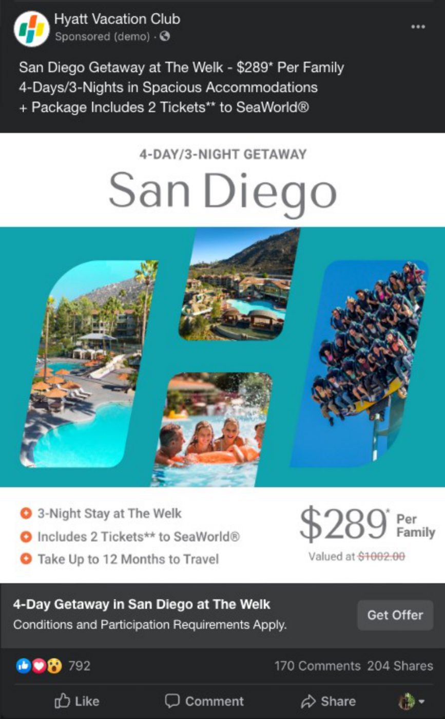 Paid social advertisements for a San Diego area campaign.